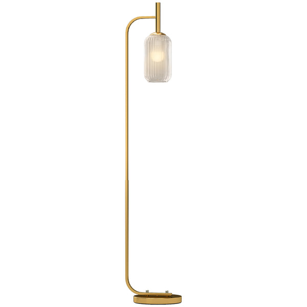 HOMCOM Modern Floor Lamp With Glass Lampshade, Foot Switch For Living Room