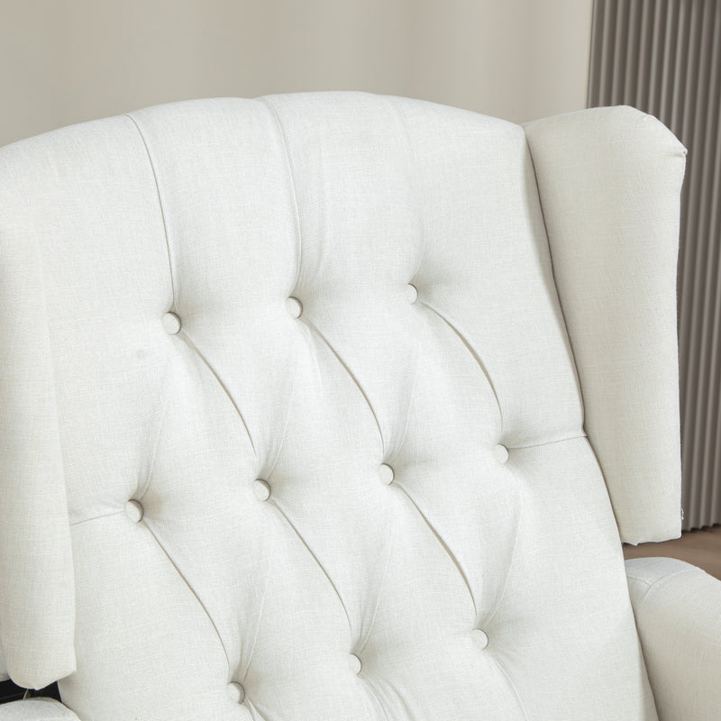 HOMCOM Manual Cream White Reclining Armchair Recliner with Footrest
