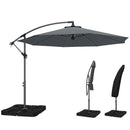 Outsunny 3(m) Banana Parasol Cantilever Umbrella Garden W/ Base Weights