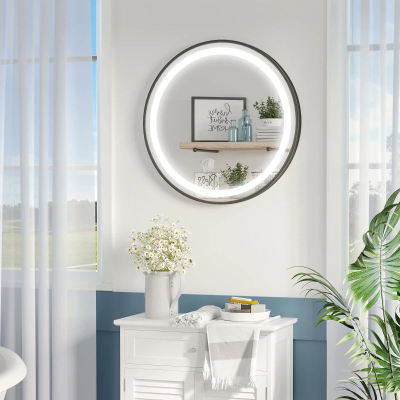 kleankin Bathroom Round Mirror with 3 Temperature Colours