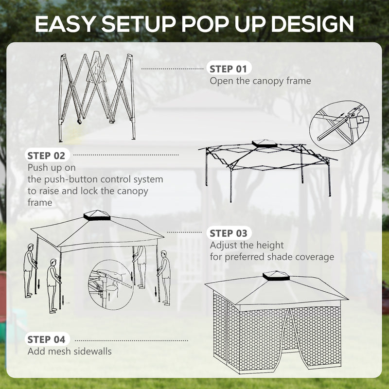 Outsunny Garden Folding Tent Heavy Duty Pop Up Gazebo for Party