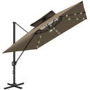 Outsunny 3.5m Aluminium Cantilever Parasol W/ LED Lights Crank Tilt UV50+