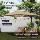 Outsunny 3.5m Aluminium Cantilever Parasol W/ LED Lights Crank Tilt UV50+