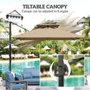 Outsunny 3.5m Aluminium Cantilever Parasol W/ LED Lights Crank Tilt UV50+
