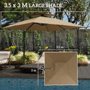 Outsunny 3.5m Aluminium Cantilever Parasol W/ LED Lights Crank Tilt UV50+