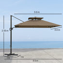 Outsunny 3.5m Aluminium Cantilever Parasol W/ LED Lights Crank Tilt UV50+