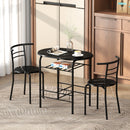HOMCOM Breakfast Bar Table And Stools Set, Dining Room Set With Shelf, Black