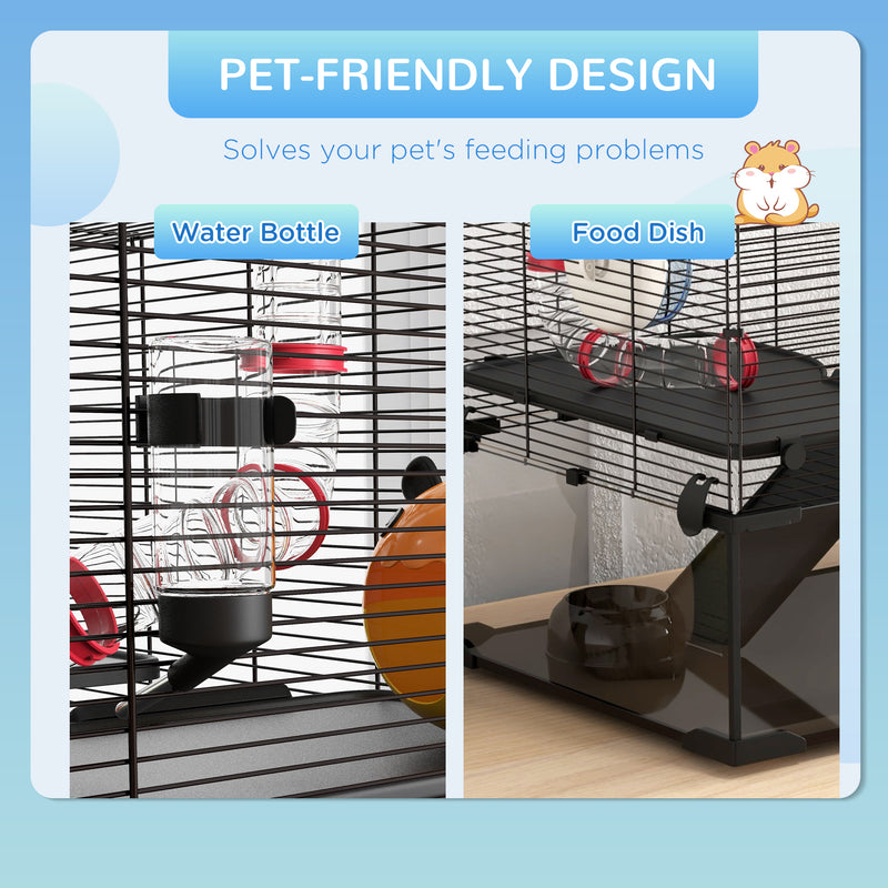 PawHut Hamster Cage W/ Tunnels, Tubes, Ramps, Platforms, Hut