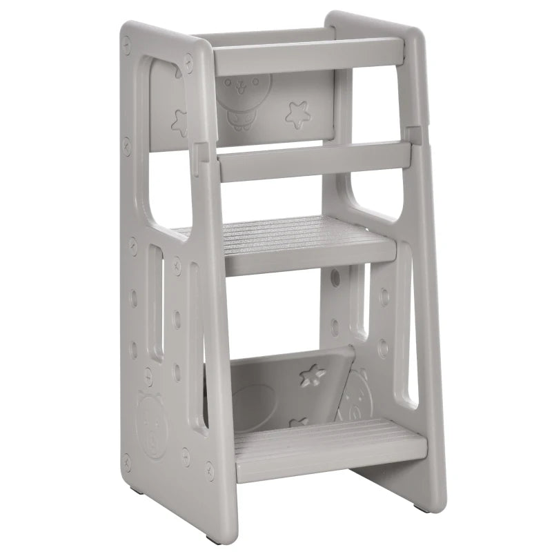 HOMCOM Kids Plastic Step Stool -  Grey