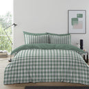 Gingham Moor Printed Microfibre Duvet Set - Sage