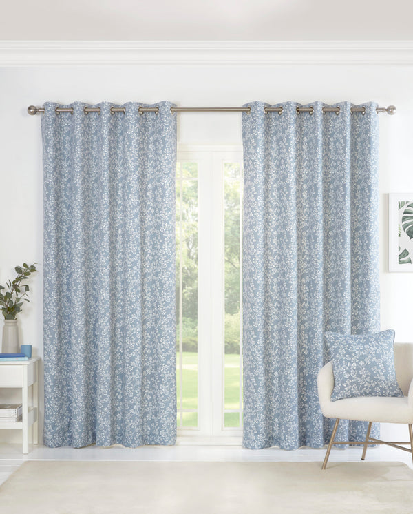 SADE BLUE EYELET CURTAINS