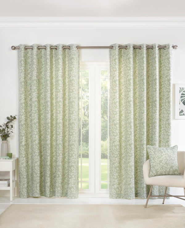 SADE GREEN EYELET CURTAINS