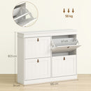 HOMCOM Slim Shoe Cabinet With Adjustable Shelves For Hallway, White