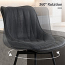 HOMCOM Swivel Bar Stools Set of 2, PU Leather Upholstered Bar Chairs, Black