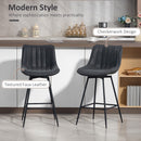 HOMCOM Swivel Bar Stools Set of 2, PU Leather Upholstered Bar Chairs, Black