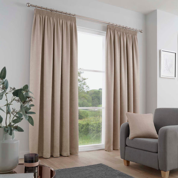 Fusion Galaxy Pencil Pleat Curtains in Natural