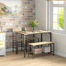 HOMCOM Dining Table And Chairs Set Of 4 With 2 Chairs Bench For Kitchen Grey/Natural Wood Finish