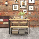 HOMCOM Dining Table And Chairs Set Of 4 With 2 Chairs Bench For Kitchen Grey/Natural Wood Finish