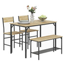HOMCOM Dining Table And Chairs Set Of 4 With 2 Chairs Bench For Kitchen Grey/Natural Wood Finish