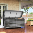 Outsunny 627 L Rattan Garden Storage Box with Gas Lift Lid and Wheels