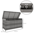 Outsunny 627 L Rattan Garden Storage Box with Gas Lift Lid and Wheels