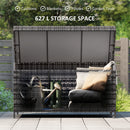 Outsunny 627 L Rattan Garden Storage Box with Gas Lift Lid and Wheels