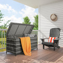 Outsunny 627 L Rattan Garden Storage Box with Gas Lift Lid and Wheels