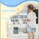 AIYAPLAY Play Kitchen, Pretend Toy Kitchen with Toy Phone, Chalkboard, White