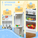 AIYAPLAY Play Kitchen, Pretend Toy Kitchen with Toy Phone, Chalkboard, White