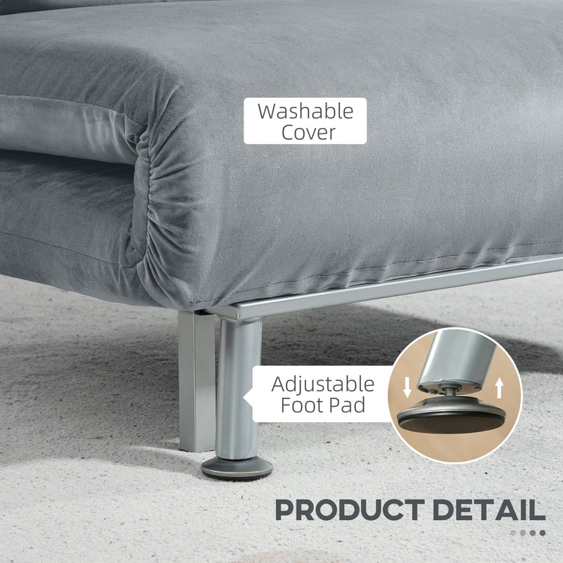 HOMCOM Single Folding 5 Position Convertible Sleeper Chair Sofa Bed Grey