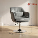 HOMCOM Retro Velvet Swivel Tub Chair With Steel Frame Grey