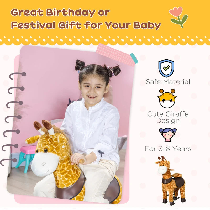 HOMCOM Children's  Giraffe-for Ages 3-6 Years - Yellow and Orange