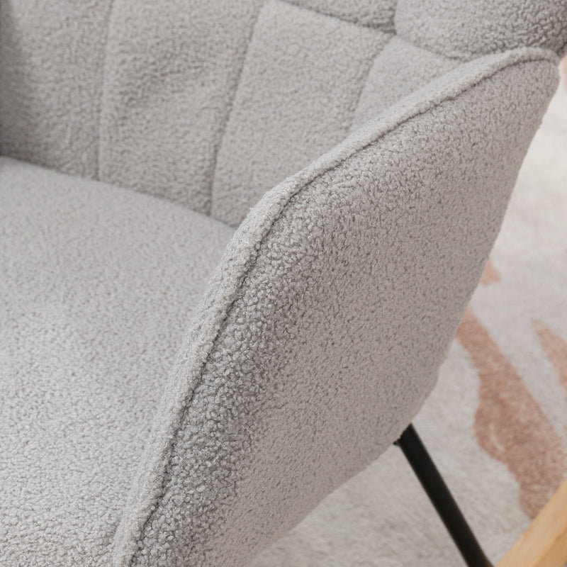 HOMCOM Wingback Rocking Chair for Nursing w/ Steel Frame Light Grey