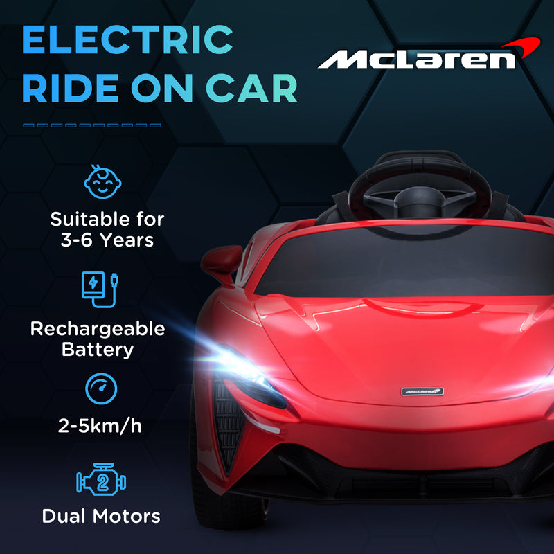 HOMCOM McLaren Licensed Kids Electric Ride-On Car w/ Remote Control - Red