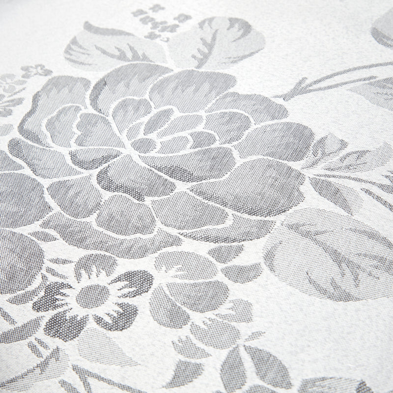Grace Floral Jacquard Table Cloth Sateen Damask Table Cloth with a Subtle Jacquard Design in Silver