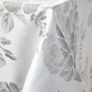 Grace Floral Jacquard Table Cloth Sateen Damask Table Cloth with a Subtle Jacquard Design in Silver