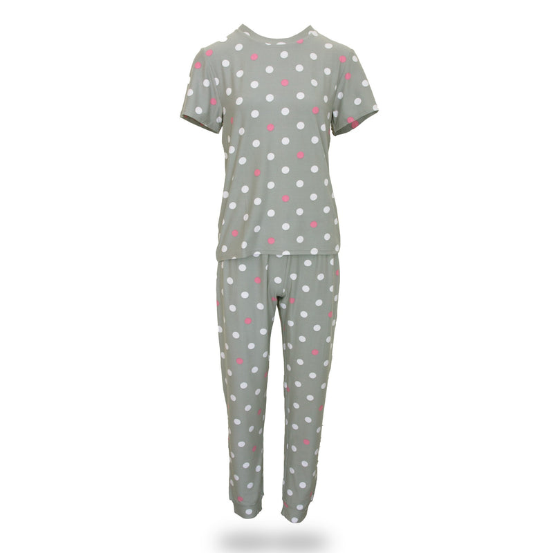 Tru Ladies Spot Jersey Pyjama - Grey