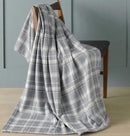 Grey Tartan Check Printed Super Soft Flannel Throw - 120x150cm
