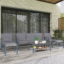 Outsunny 7 Seater Rattan Garden Furniture Set with Glass Coffee Table Grey