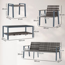 Outsunny 7 Seater Rattan Garden Furniture Set with Glass Coffee Table Grey