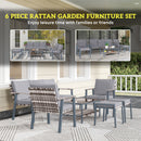Outsunny 7 Seater Rattan Garden Furniture Set with Glass Coffee Table Grey
