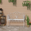 Outsunny Garden Bench Outdoor Furniture 2 Seater Park Seating w/ Backrest White