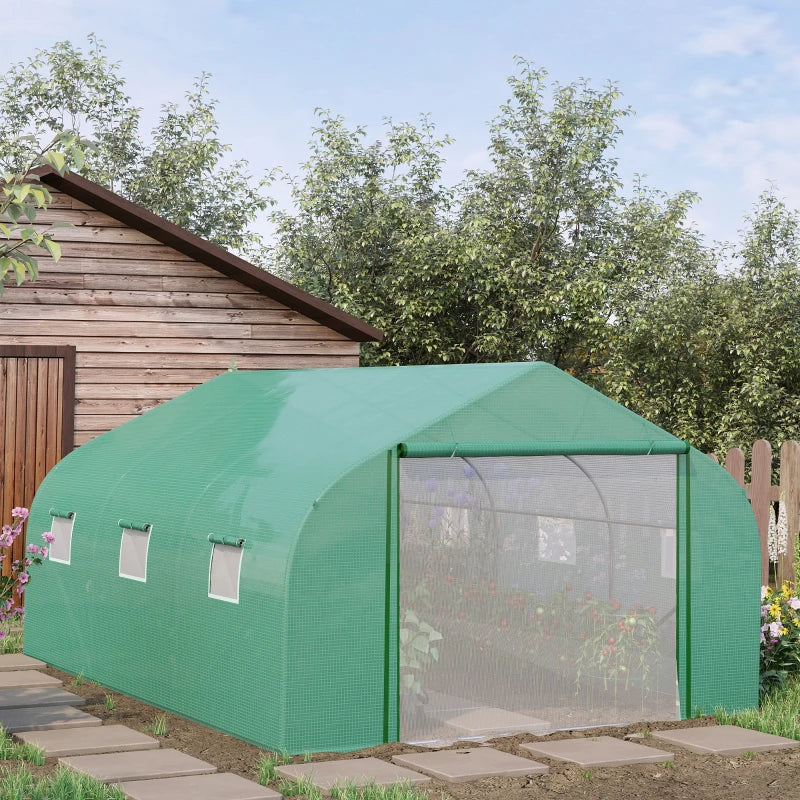 Outsunny Greenhouse Polytunnel 4.47x3x2m - Green