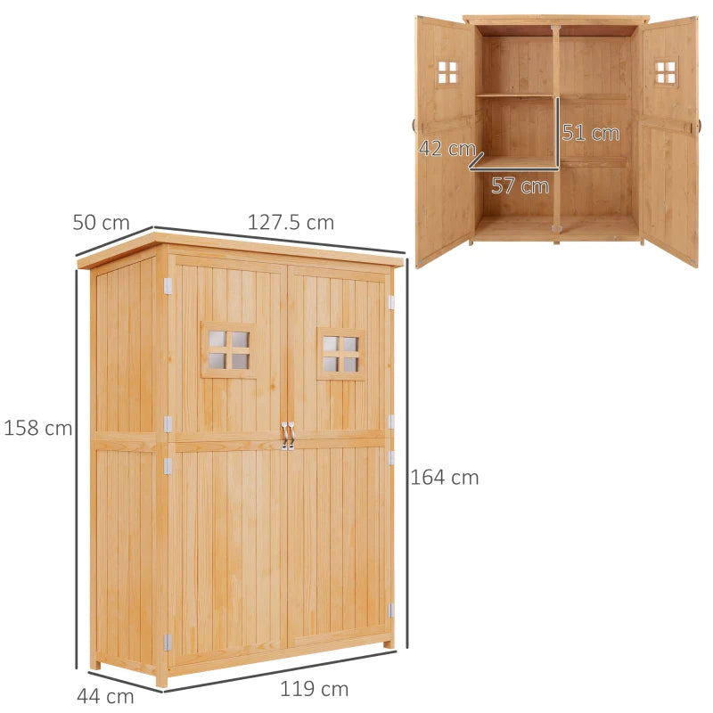 Outsunny wooden Tool Shed - Natural