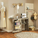 HOMCOM Folding Sewing Table Rolling Craft Table With Drop Leaf Wheels