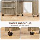 HOMCOM Folding Sewing Table Rolling Craft Table With Drop Leaf Wheels