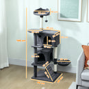 PawHut Cat Tree With Sisal Scratching Posts, Cat Houses, Dark Grey