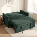 HOMCOM 2 Seater Sofa Bed, 3-in-1 Velvet Pull Out Sleeper Sofa, Dark Green