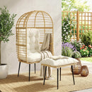 Outsunny Standing Egg Chair Lounge Chair with Footstool, Cushion, Beige