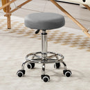Vinsetto Round PU Leather Salon Beautician Stool Adjustable Height - Grey/Brown
